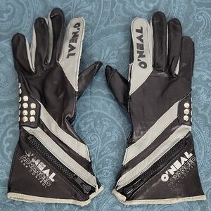 O'Neal Advanced Black & Gray Leather Moto Studded Racing Gloves S